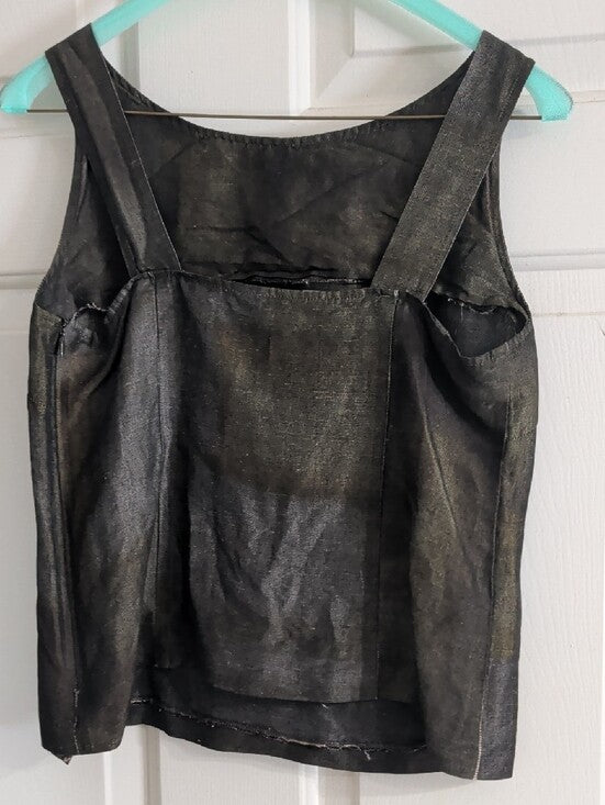 MARELLA Metallic Black Sleeveless Tank Top Women's 6 US Made In Italy