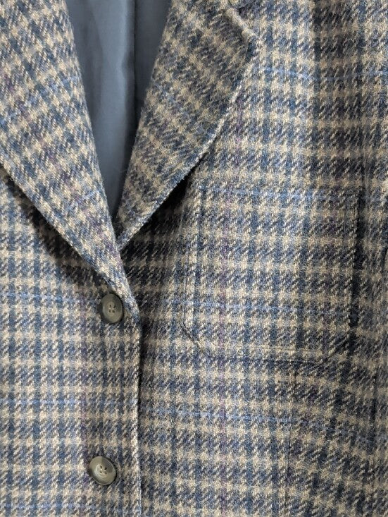Vintage Appleseed's Blue and Gray Checked 100% Wool Blazer Women's 20W
