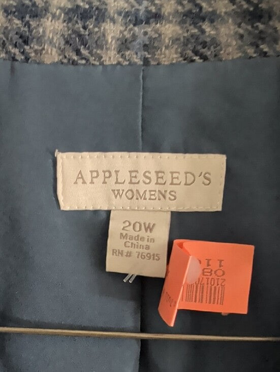 Vintage Appleseed's Blue and Gray Checked 100% Wool Blazer Women's 20W