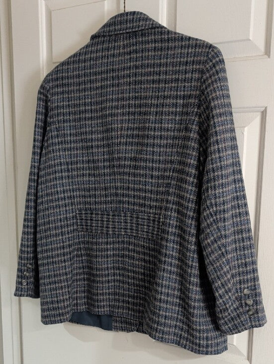 Vintage Appleseed's Blue and Gray Checked 100% Wool Blazer Women's 20W