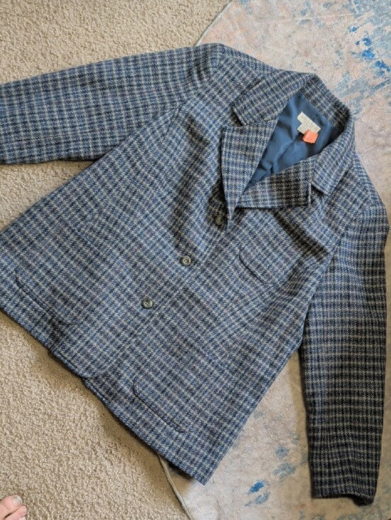 Vintage Appleseed's Blue and Gray Checked 100% Wool Blazer Women's 20W