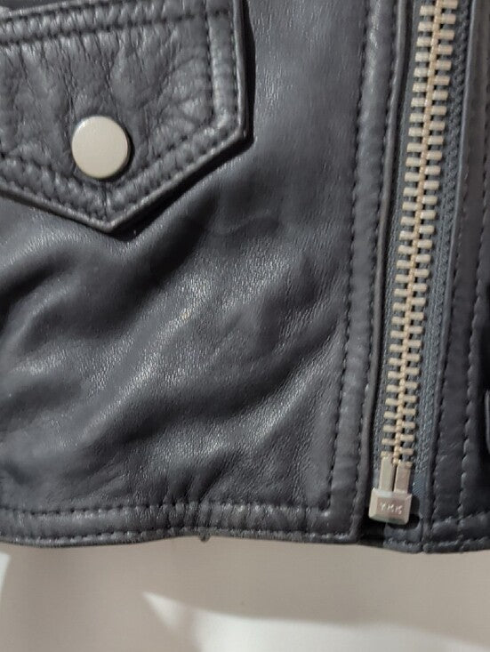 All Saints Limited Edition Black Leather Brooklyn Biker Moto Jacket Women's 0