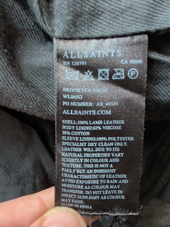 All Saints Limited Edition Black Leather Brooklyn Biker Moto Jacket Women's 0