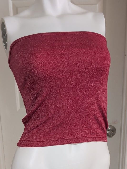 Vintage Michael Stars Shimmery Burgandy Strapless Tube Top O/S Y2K 2000s