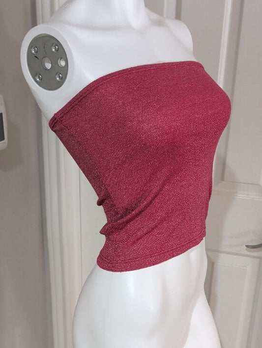 Vintage Michael Stars Shimmery Burgandy Strapless Tube Top O/S Y2K 2000s