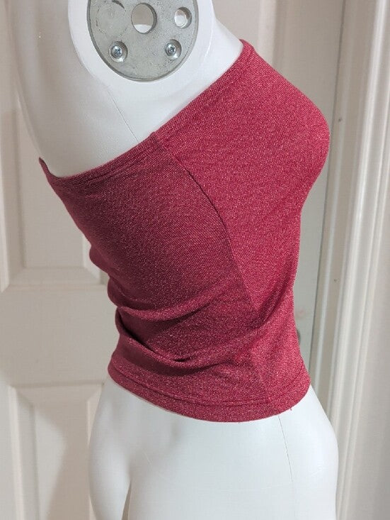 Vintage Michael Stars Shimmery Burgandy Strapless Tube Top O/S Y2K 2000s