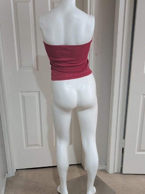 Vintage Michael Stars Shimmery Burgandy Strapless Tube Top O/S Y2K 2000s