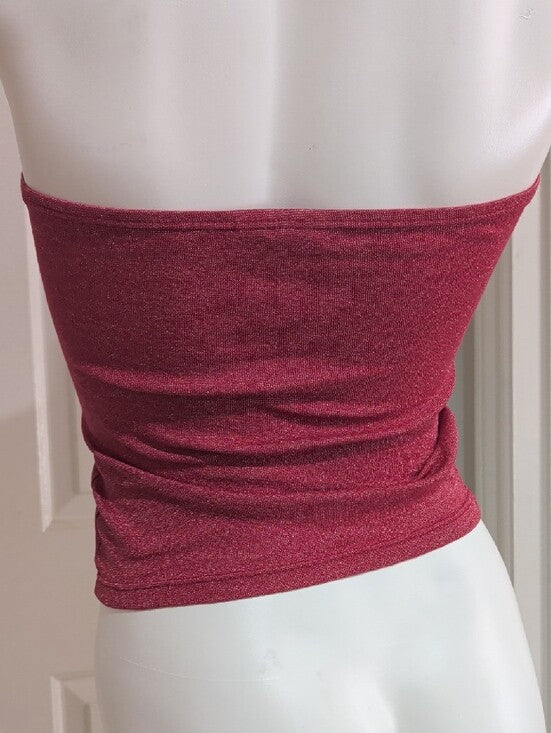 Vintage Michael Stars Shimmery Burgandy Strapless Tube Top O/S Y2K 2000s