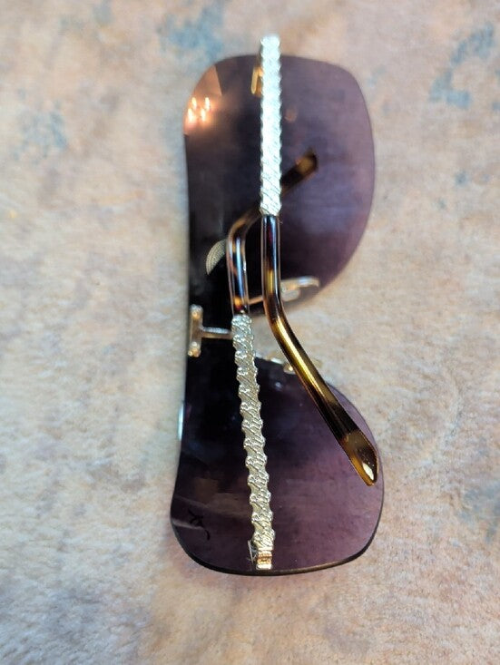 Vintage Rocawear Men's Shield Sunglasses- Purple Gradient Lenses w/ Gold Accents