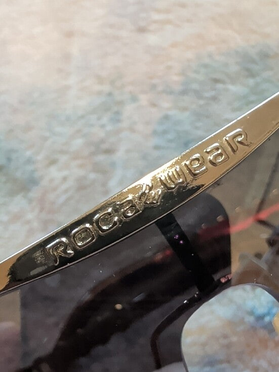 Vintage Rocawear Men's Shield Sunglasses- Purple Gradient Lenses w/ Gold Accents