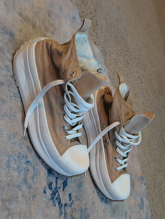 Ccocci Beige High-Top Canvas Platform Sneakers Women's 8.5 US