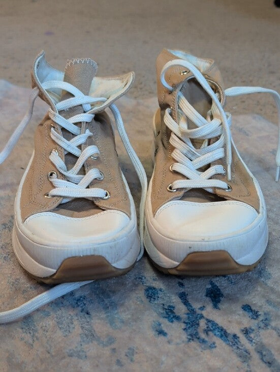 Ccocci Beige High-Top Canvas Platform Sneakers Women's 8.5 US