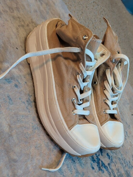 Ccocci Beige High-Top Canvas Platform Sneakers Women's 8.5 US