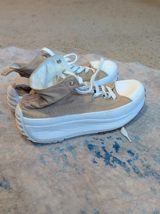 Ccocci Beige High-Top Canvas Platform Sneakers Women's 8.5 US