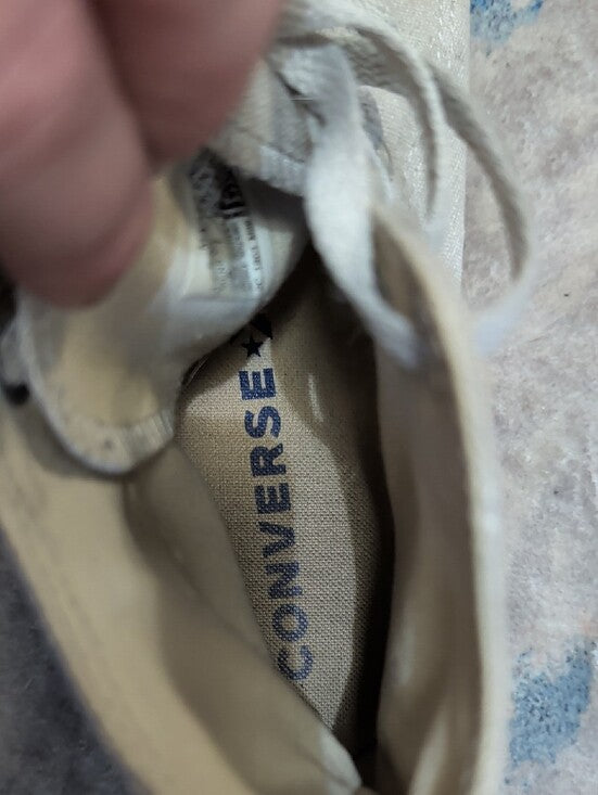 Converse High Top Sneakers in Off-White Grey W/ Black Trim Women's 7/ Men's 5 US