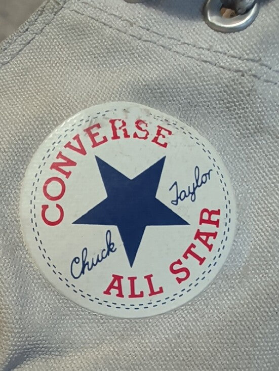 Converse High Top Sneakers in Off-White Grey W/ Black Trim Women's 7/ Men's 5 US