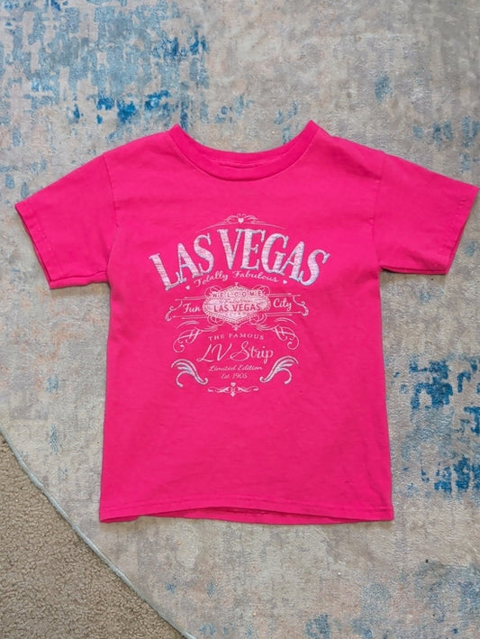 Kids Las Vegas Graphic Tee in Hot Pink Girls Small