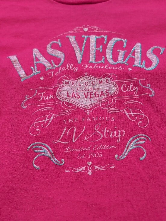 Kids Las Vegas Graphic Tee in Hot Pink Girls Small