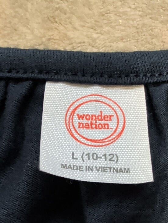 Wonder Nation Navy Eyelet Sleeve Top -  Casual Scoop Neck Girls Large (10-12)