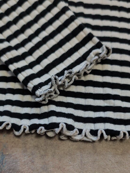 Cat & Jack Black and White Striped Long Sleeve Top Girls Large