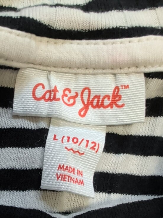 Cat & Jack Black and White Striped Long Sleeve Top Girls Large