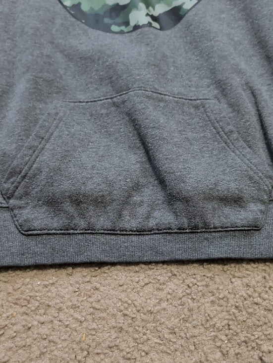 Hurley Gray Hoodie with Green Camo Logo Boys XL (14-16)