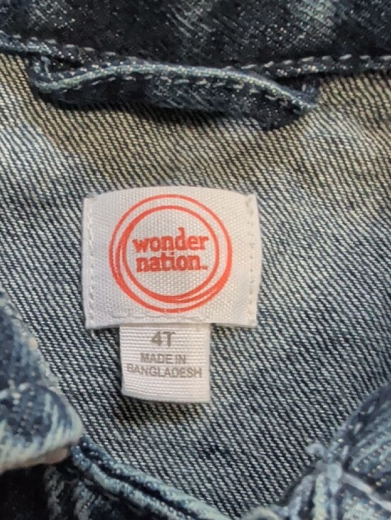 wonder nation Dark Blue Acid Wash Jean Jacket for Kids 4T