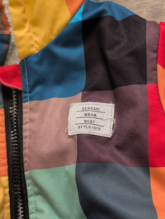 Kids Multicolor Checkered Hooded Jacket - Cozy Sherpa Lining 5Y