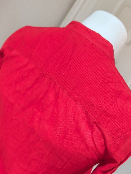 Esprit Red V-Neck Pintuck Button Tunic Women's 4 US