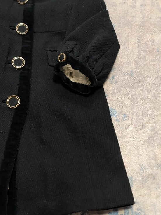 Retro Juicy Couture Black Girls' Pea Coat with Ring Accent Buttons Size Small