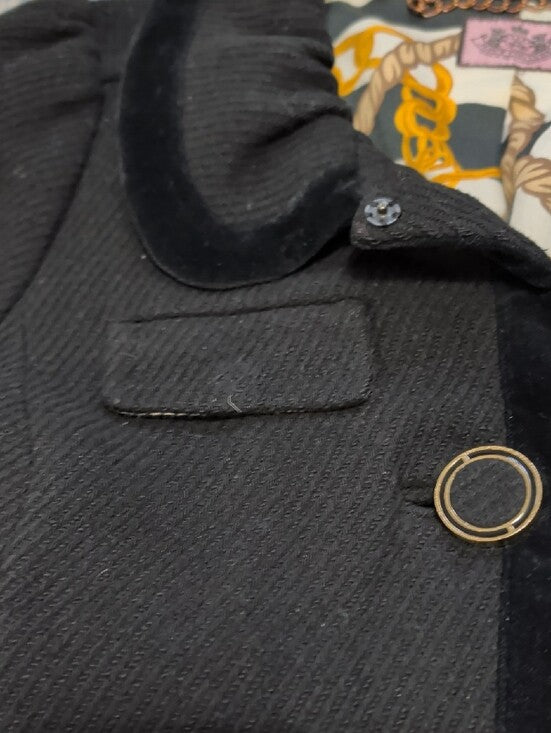 Retro Juicy Couture Black Girls' Pea Coat with Ring Accent Buttons Size Small