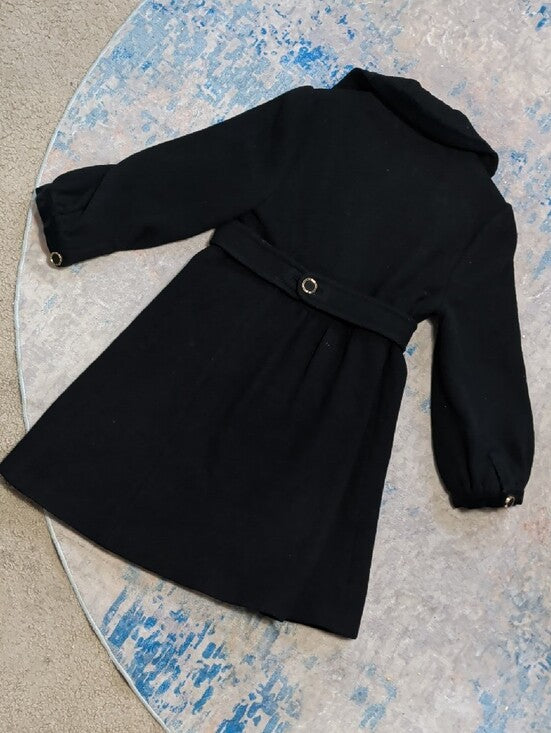 Retro Juicy Couture Black Girls' Pea Coat with Ring Accent Buttons Size Small