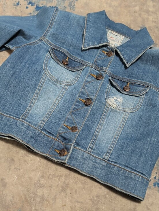 Vintage Old Navy Blue Cropped Denim Jacket Women's M Fall 2005 Collection Y2K