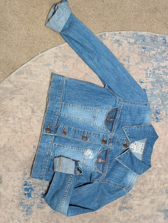 Vintage Old Navy Blue Cropped Denim Jacket Women's M Fall 2005 Collection Y2K