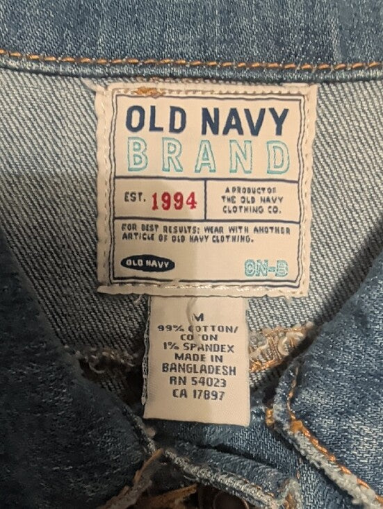 Vintage Old Navy Blue Cropped Denim Jacket Women's M Fall 2005 Collection Y2K