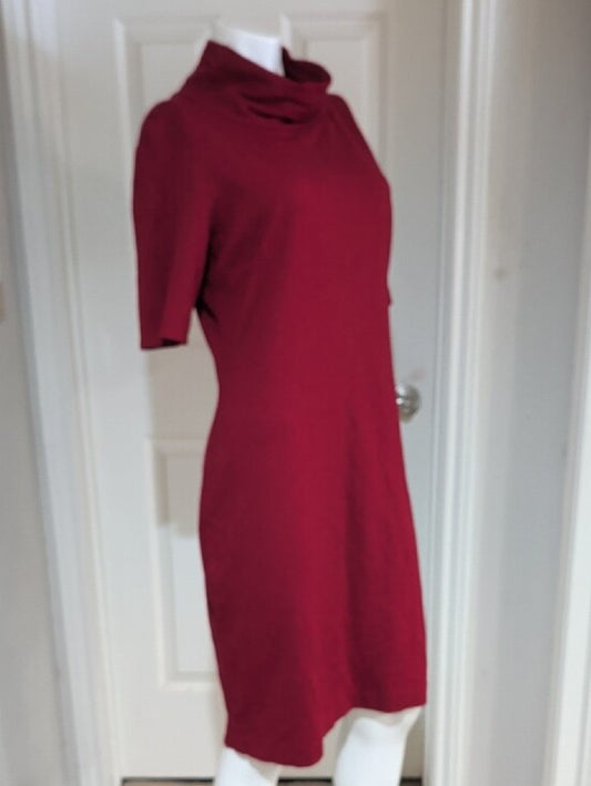 Ralph Lauren Deep Red 3/4 Sleeve Cowl-Neck Midi Dress Women's 16