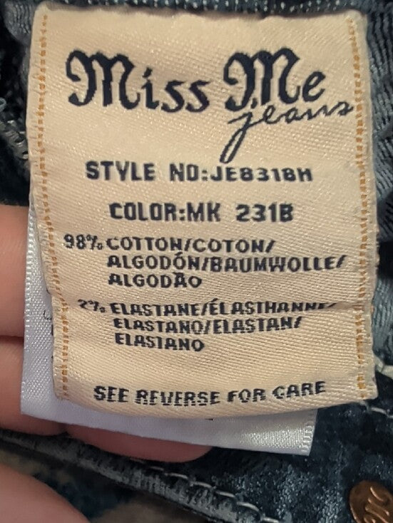 Miss Me Distressed Medium Blue Low-Rise Denim Shorts Y2K Women's 28 Retro