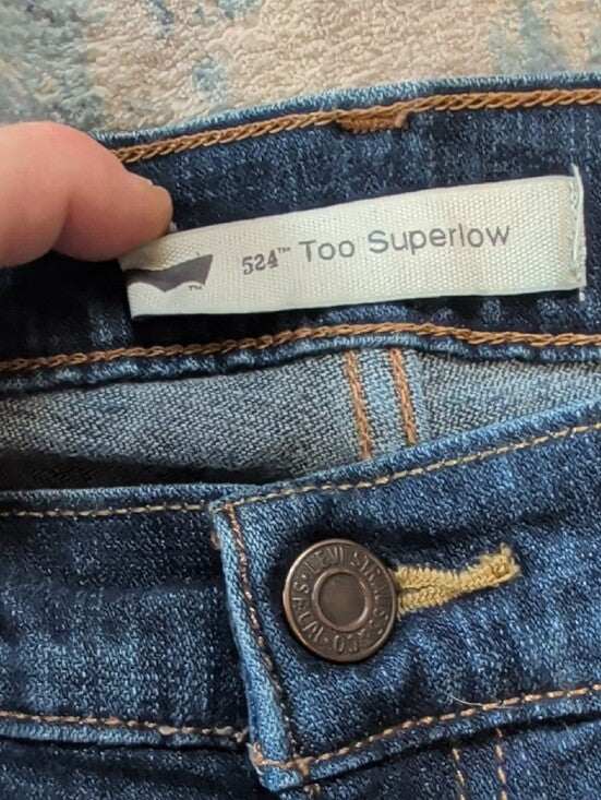 Levi's 2012 Too Super Low-Rise Stretch Blue Flared Jeans Women's 1 (Juniors) Y2K