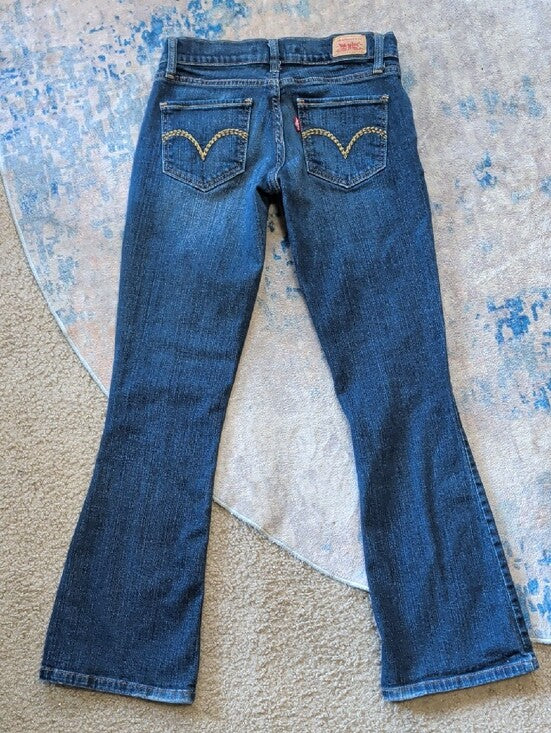 Levi's 2012 Too Super Low-Rise Stretch Blue Flared Jeans Women's 1 (Juniors) Y2K
