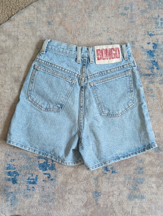 Vintage 2002 Release Bongo Light Wash High-Rise Button-Fly Denim Shorts Sz 1 Y2K