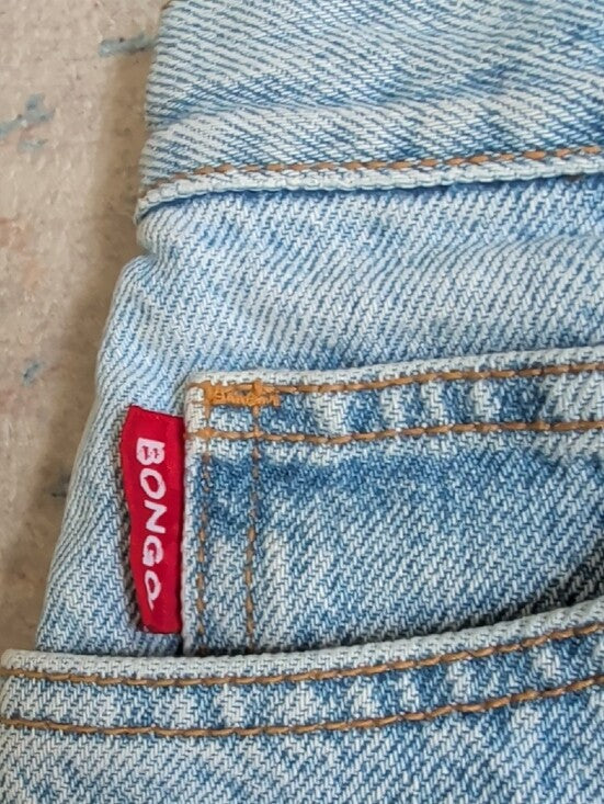 Vintage 2002 Release Bongo Light Wash High-Rise Button-Fly Denim Shorts Sz 1 Y2K