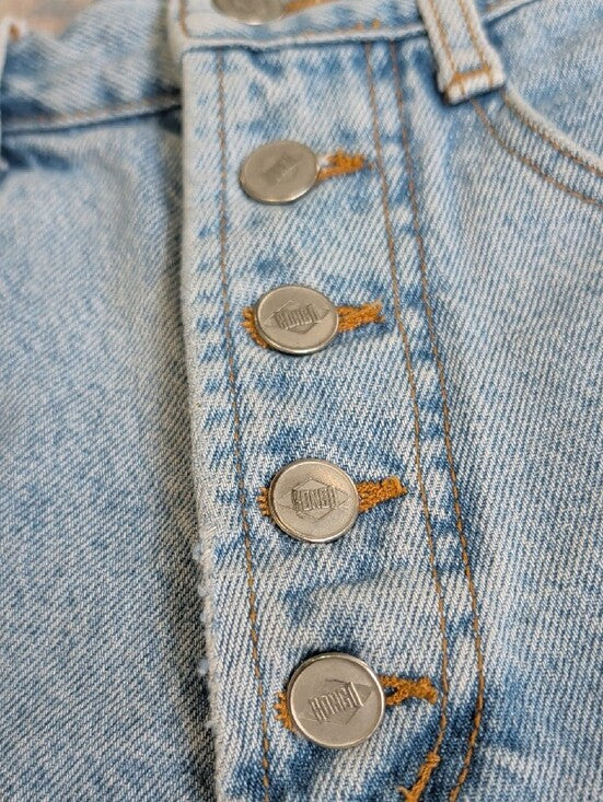 Vintage 2002 Release Bongo Light Wash High-Rise Button-Fly Denim Shorts Sz 1 Y2K