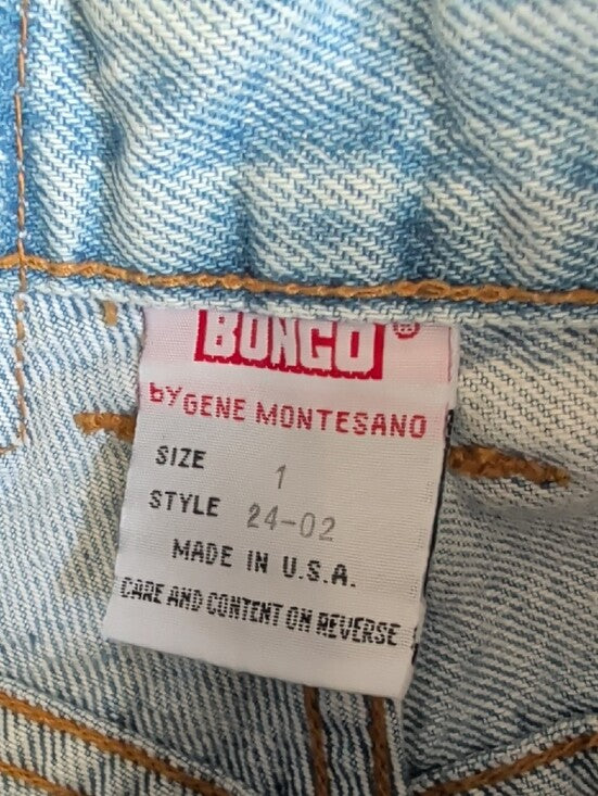 Vintage 2002 Release Bongo Light Wash High-Rise Button-Fly Denim Shorts Sz 1 Y2K