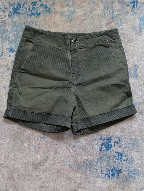 Diesel Olive Green Corduroy Cuffed Shorts Women's 28