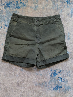 Diesel Olive Green Corduroy Cuffed Shorts Women's 28