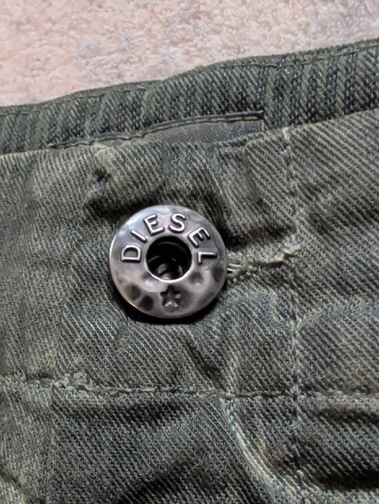 Diesel Olive Green Corduroy Cuffed Shorts Women's 28