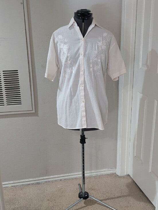 Vintage Y2K/Retro Anna Matiche Cream Embroidered Western Button-Down – Unisex / Fits Men's Medium