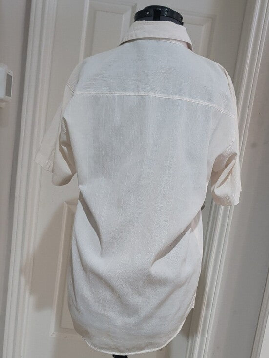Vintage Y2K/Retro Anna Matiche Cream Embroidered Western Button-Down – Unisex / Fits Men's Medium
