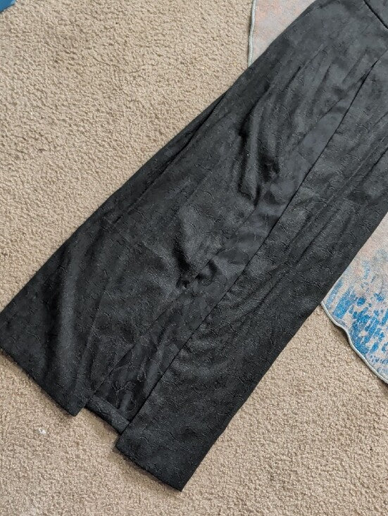 Tritan & Iseut Black Long-Sleeve Textured Maxi Duster Coat w Button Bodice 1/XXS