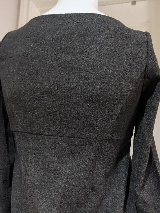 Tritan & Iseut Black Long-Sleeve Textured Maxi Duster Coat w Button Bodice 1/XXS